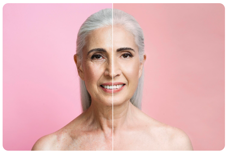 Comparación visual de una piel antes y después de una rutina constante