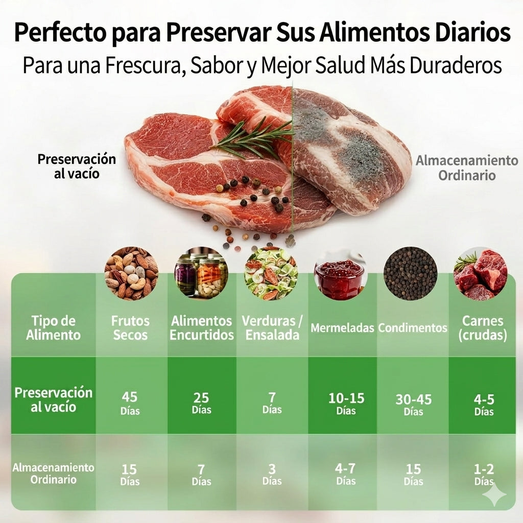 "VacuPro™ tabla de tiempos de conservacion"